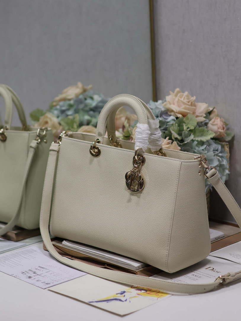 Dior M1152 Large Lady D-Sire My ABCDior Bag Beige Bull Leather