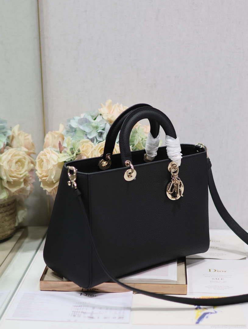 Dior M1152 Large Lady D-Sire My ABCDior Bag Black Bull Leather