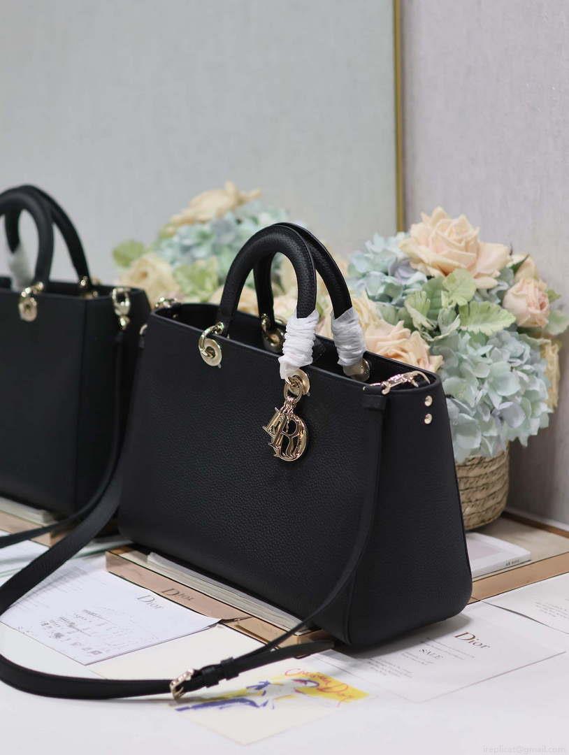 Dior M1152 Large Lady D-Sire My ABCDior Bag Black Bull Leather