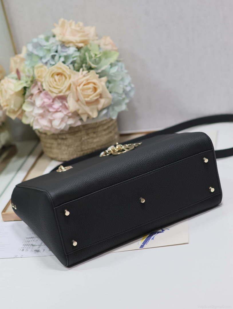 Dior M1152 Large Lady D-Sire My ABCDior Bag Black Bull Leather
