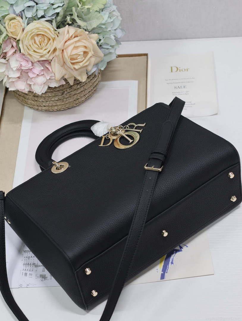 Dior M1152 Large Lady D-Sire My ABCDior Bag Black Bull Leather