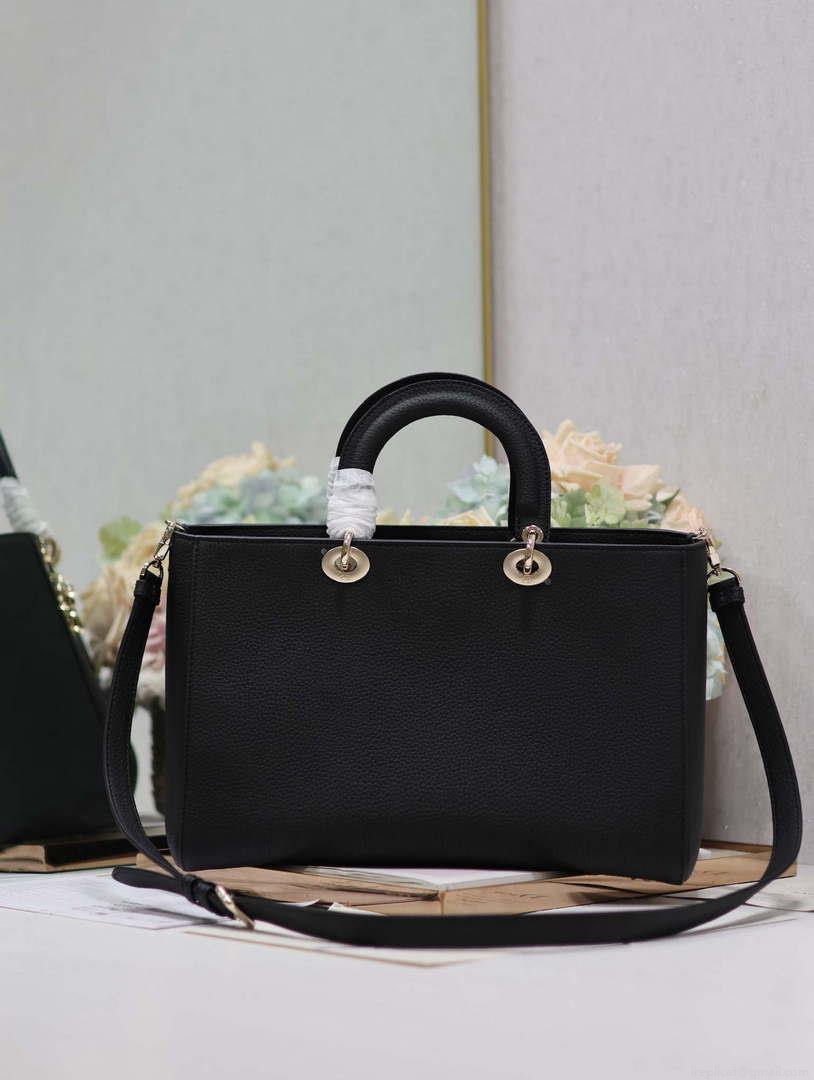 Dior M1152 Large Lady D-Sire My ABCDior Bag Black Bull Leather