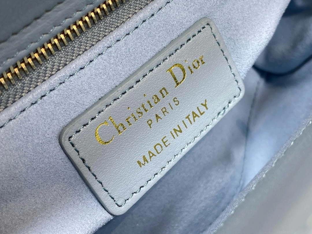 Dior M0505 Mini Lady Dior Bag Blue & Gray Calfskin