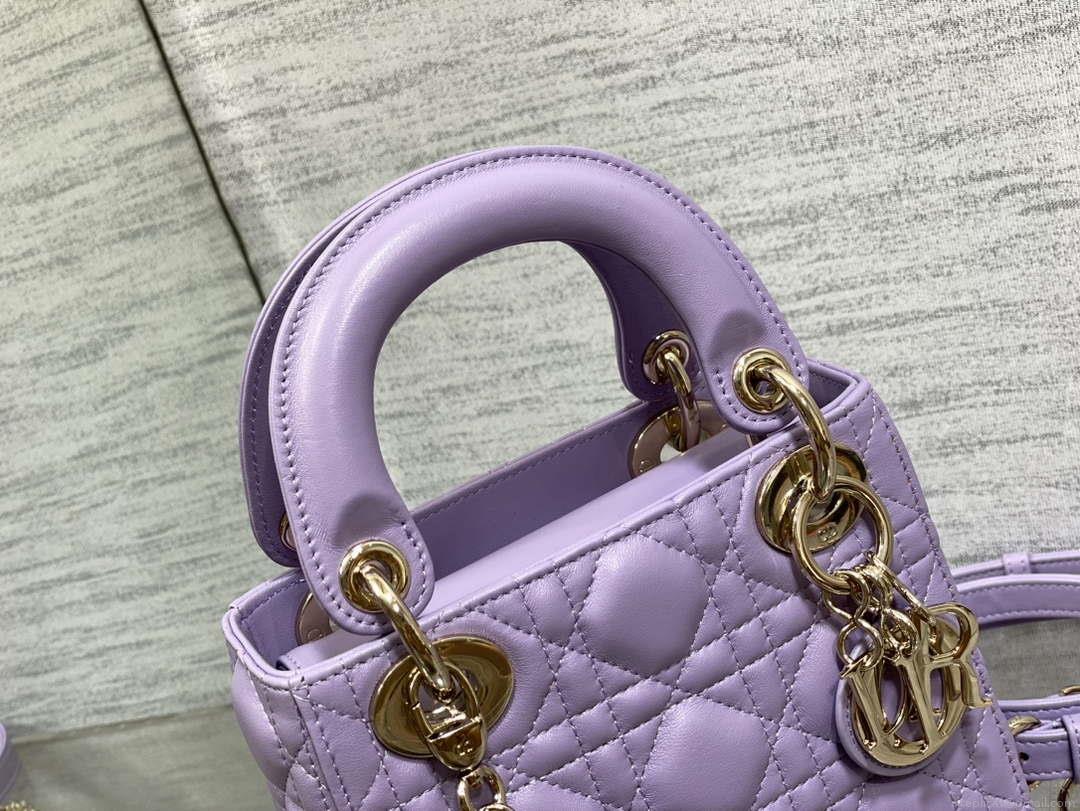 Dior M0505 Mini Lady Dior Bag Lilac Cannage Lambskin