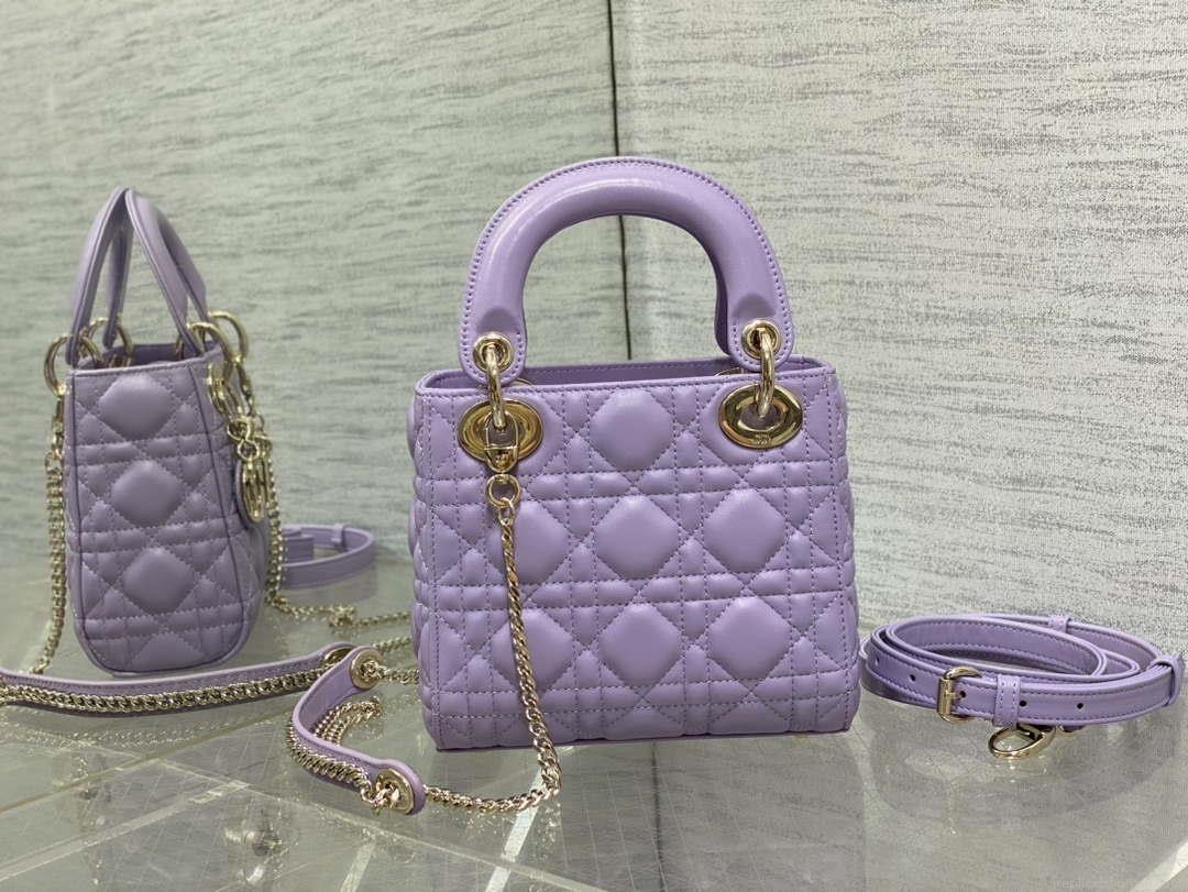 Dior M0505 Mini Lady Dior Bag Lilac Cannage Lambskin