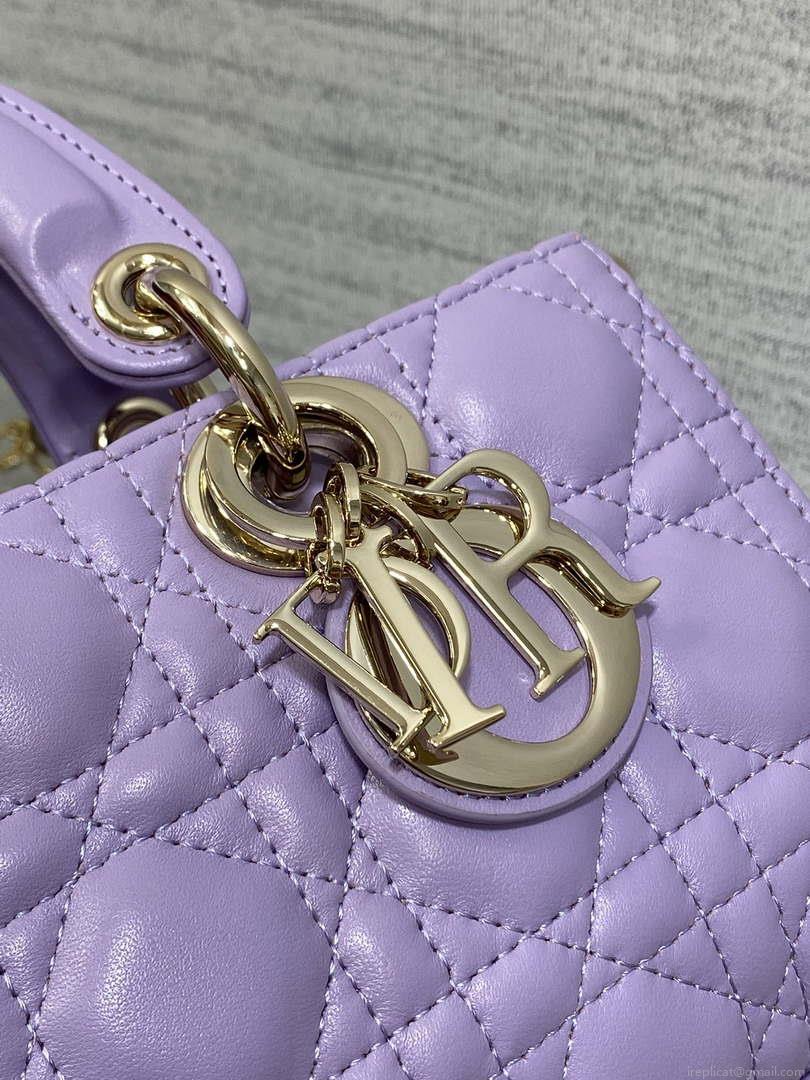 Dior M0613 Small Lady D-joy Bag Purple Cannage Lambskin