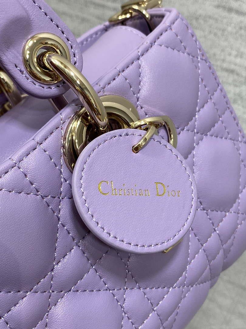 Dior M0613 Small Lady D-joy Bag Purple Cannage Lambskin