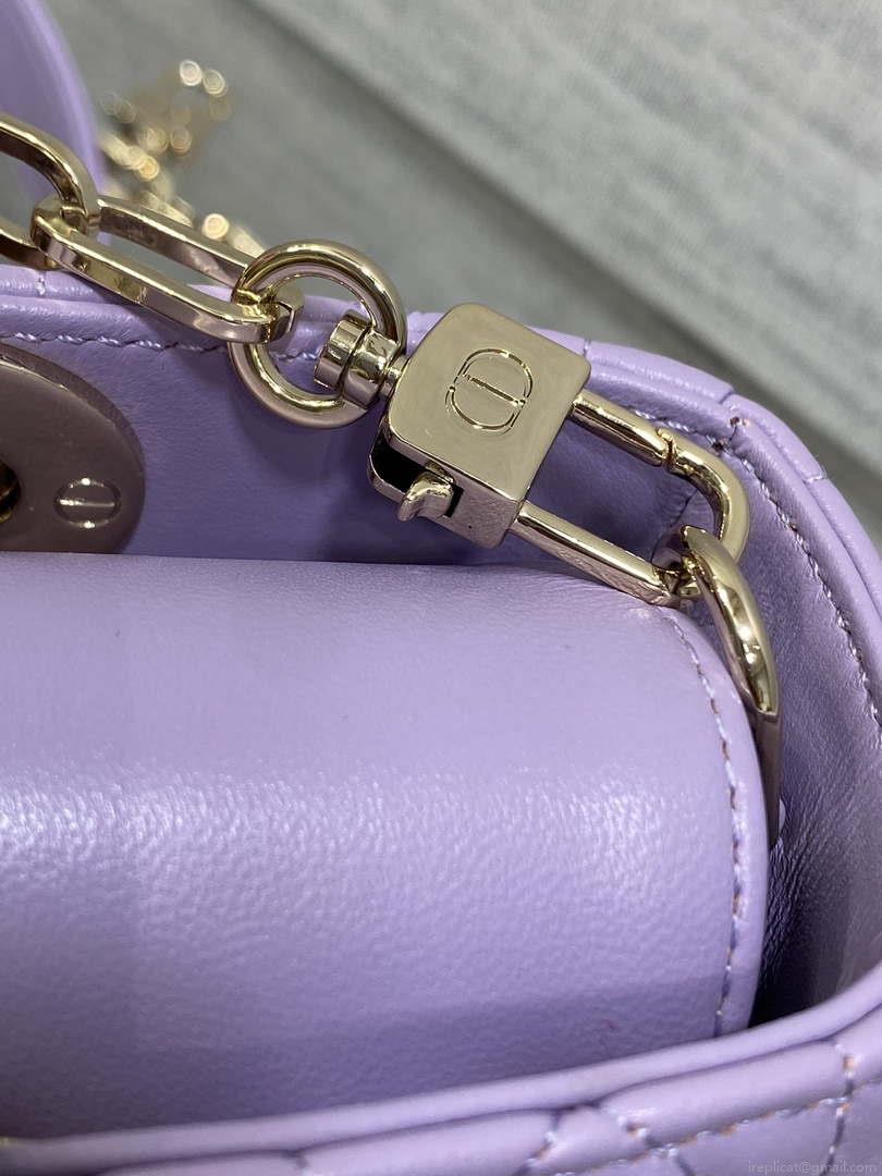 Dior M0613 Small Lady D-joy Bag Purple Cannage Lambskin