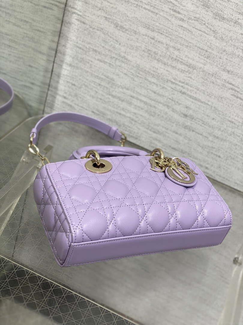 Dior M0613 Small Lady D-joy Bag Purple Cannage Lambskin