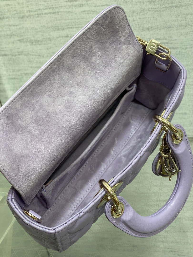 Dior M0613 Small Lady D-joy Bag Purple Cannage Lambskin