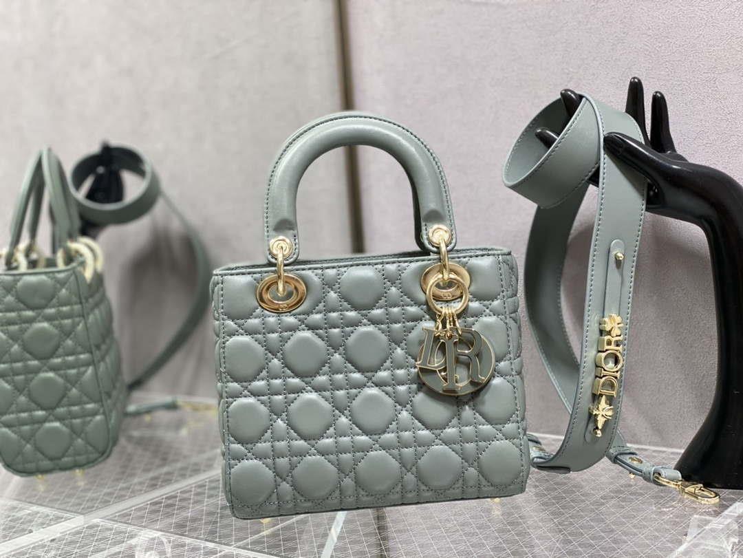 Dior M0531 Small Lady Dior Bag Rock Gray Cannage with enamel buckle