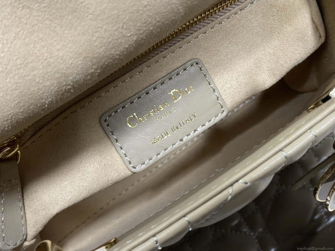 Dior M0505 Mini Lady Dior Bag Yellow Calfskin with enamel buckle
