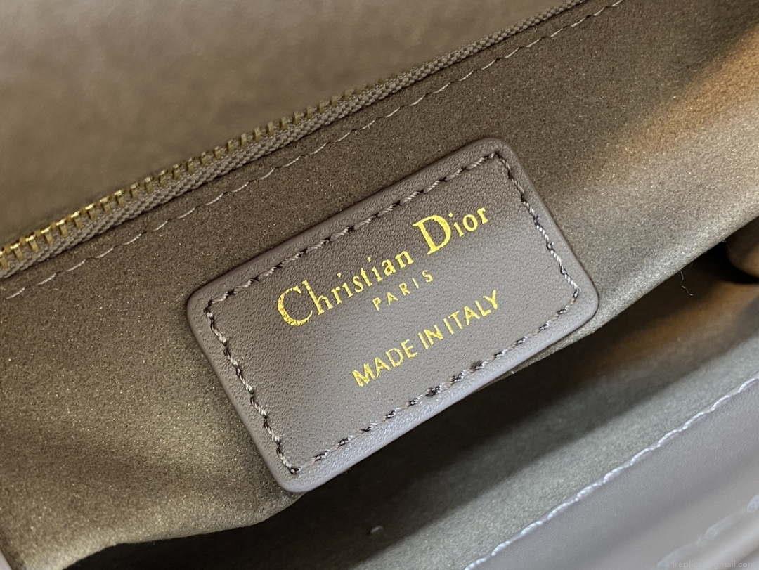 Dior M0505 Mini Lady Dior Bag Milk tea Calfskin with enamel buckle