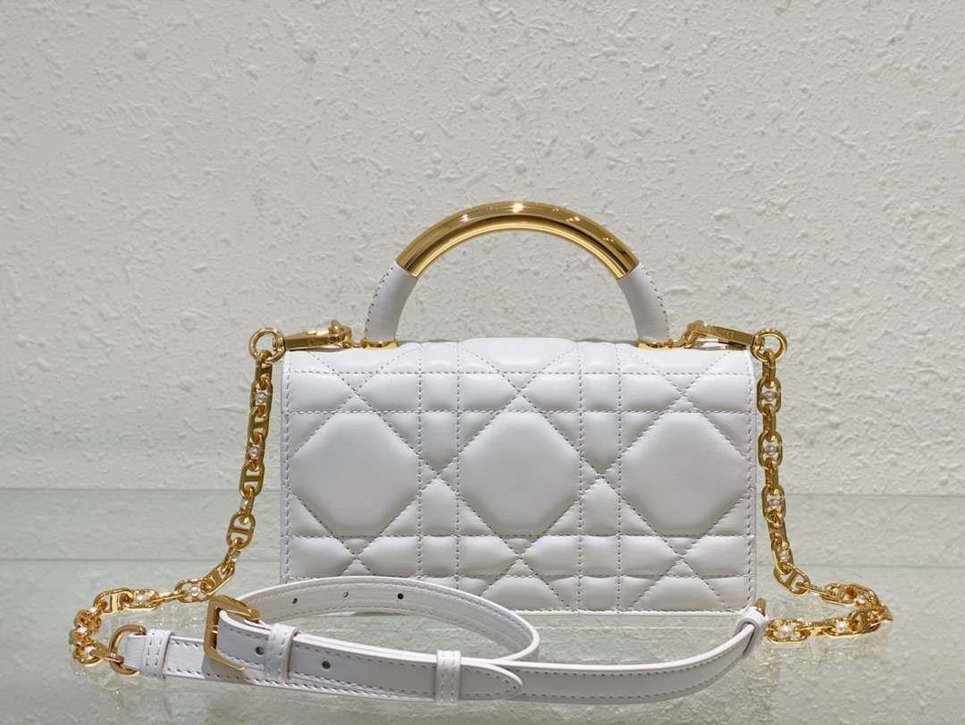 Dior M4401 Mini Dior Ange Bag White Macrocannage Calfskin