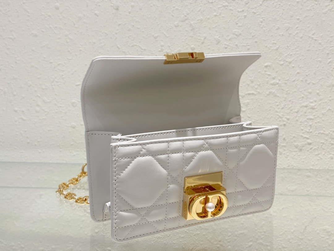 Dior M4401 Mini Dior Ange Bag White Macrocannage Calfskin