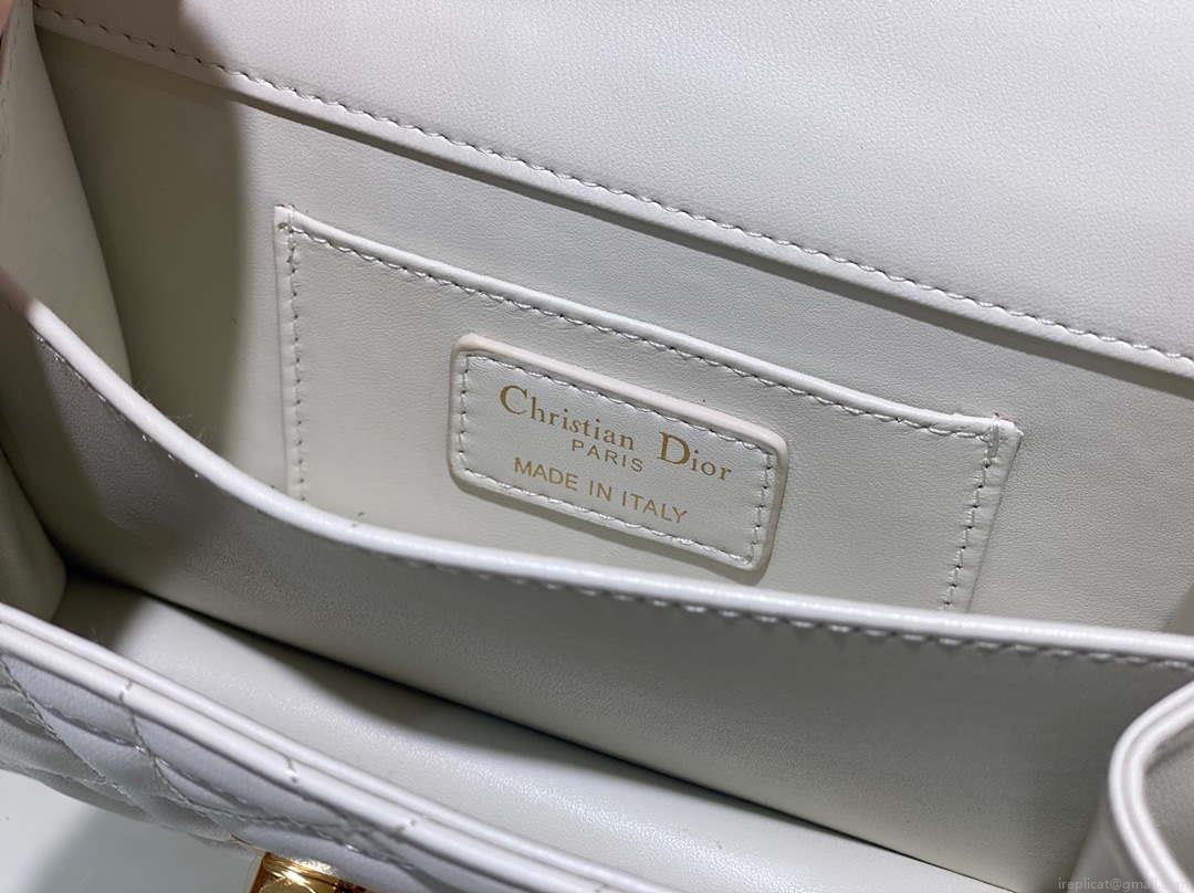 Dior M4401 Mini Dior Ange Bag White Macrocannage Calfskin