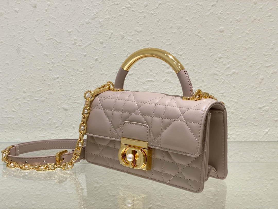 Dior M4401 Mini Dior Ange Bag Pink Macrocannage Calfskin