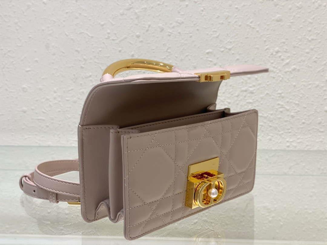 Dior M4401 Mini Dior Ange Bag Pink Macrocannage Calfskin