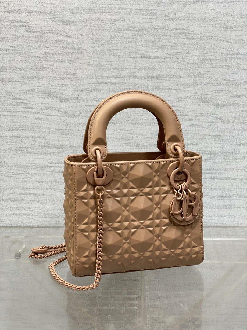Dior M0538 Small Lady Dior Bag Matte Pink Cannage Calfskin with Diamond Motif