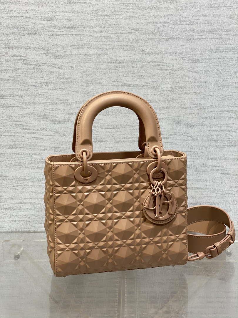 Dior M0538 Small Lady Dior Bag Matte Pink Cannage Calfskin with Diamond Motif