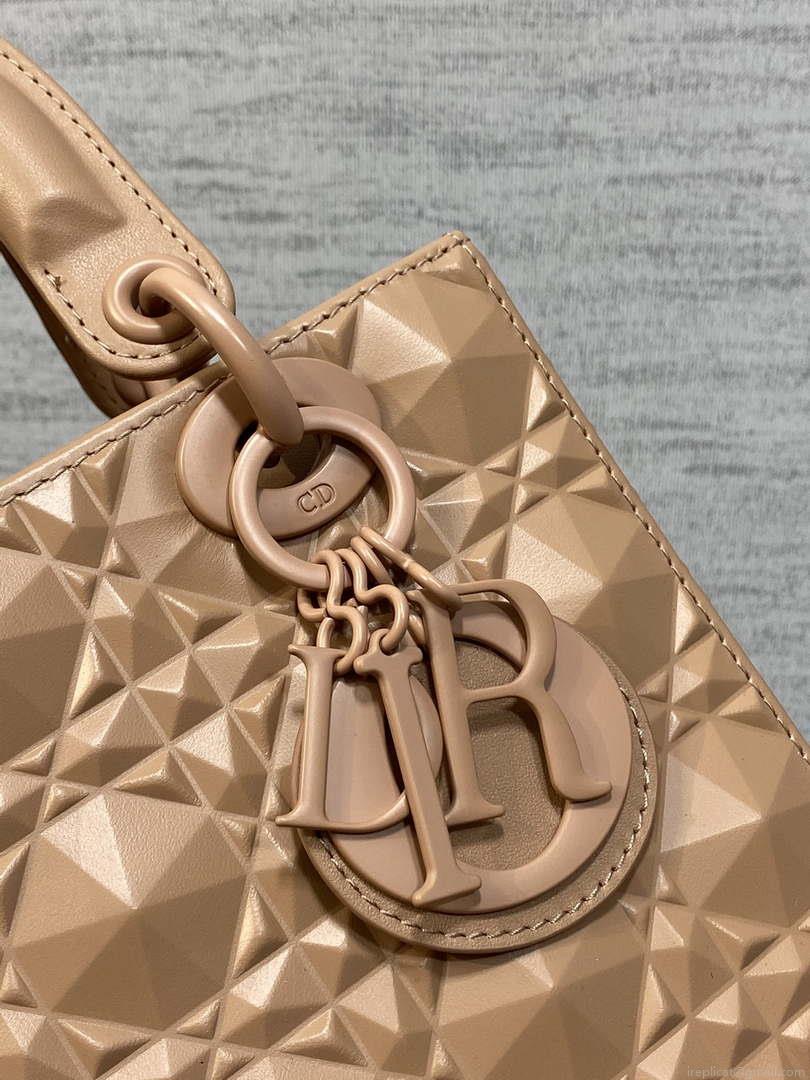 Dior M0538 Small Lady Dior Bag Matte Pink Cannage Calfskin with Diamond Motif