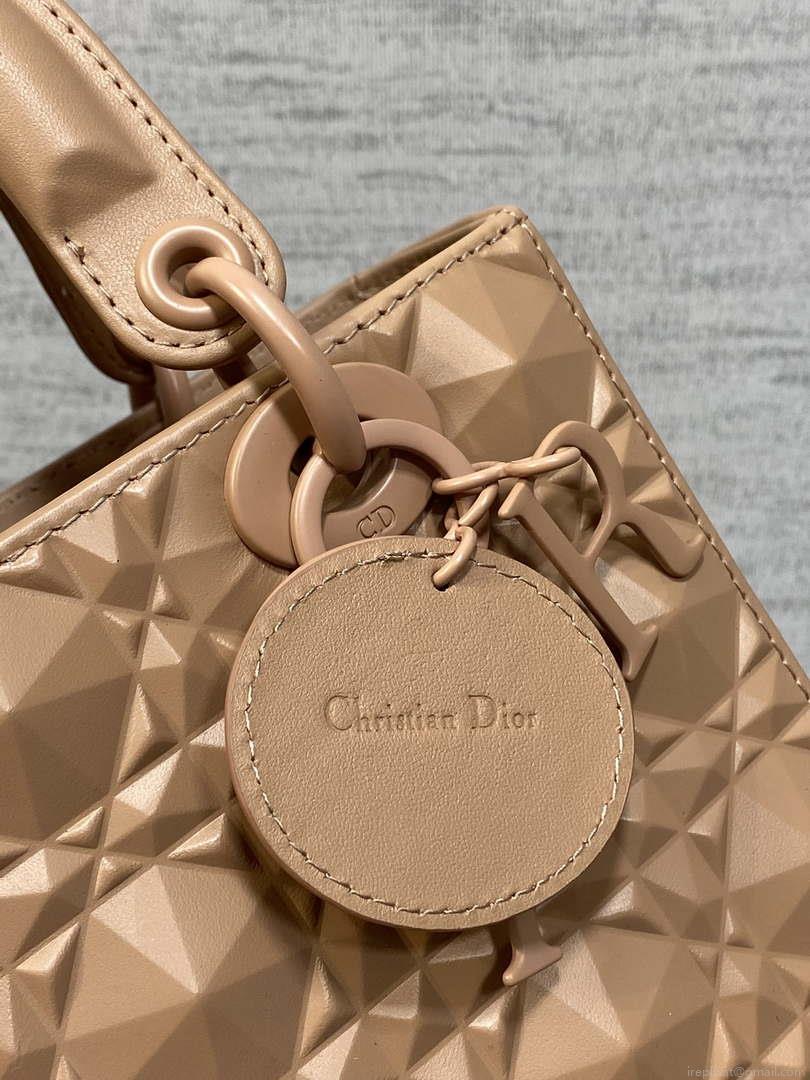 Dior M0538 Small Lady Dior Bag Matte Pink Cannage Calfskin with Diamond Motif