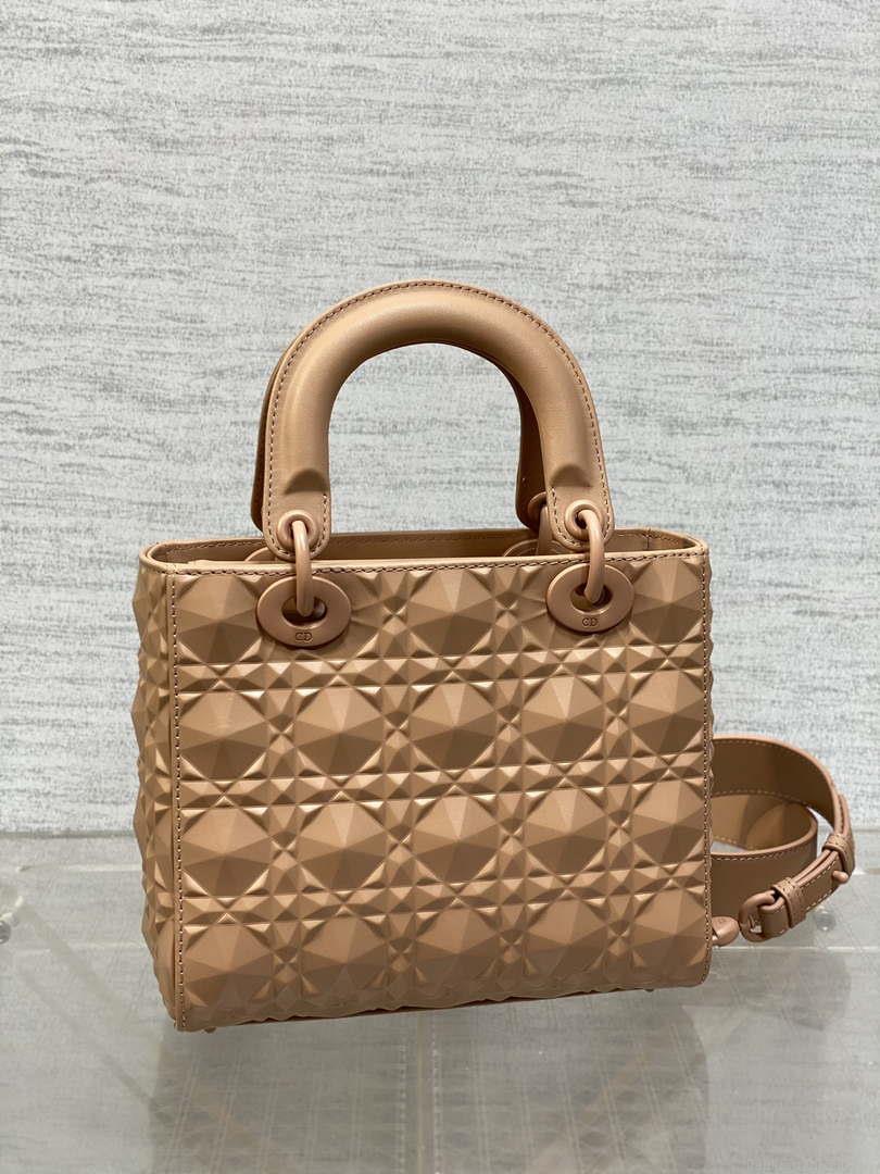 Dior M0538 Small Lady Dior Bag Matte Pink Cannage Calfskin with Diamond Motif
