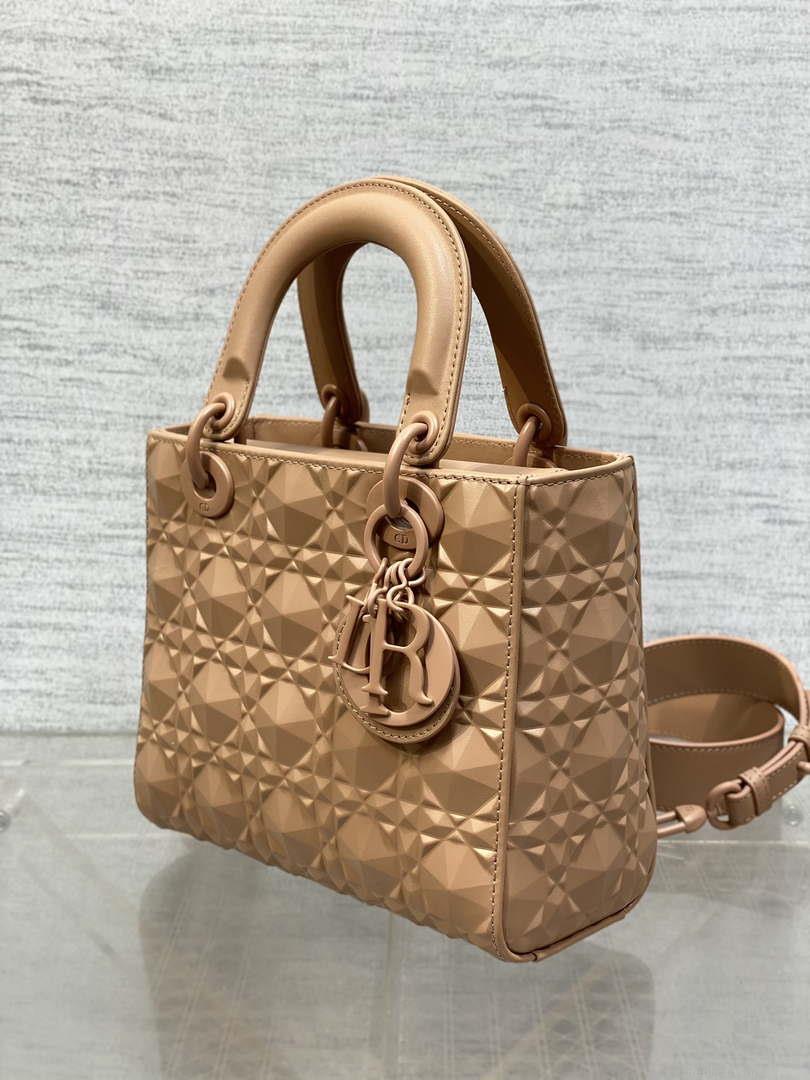 Dior M0538 Small Lady Dior Bag Matte Pink Cannage Calfskin with Diamond Motif