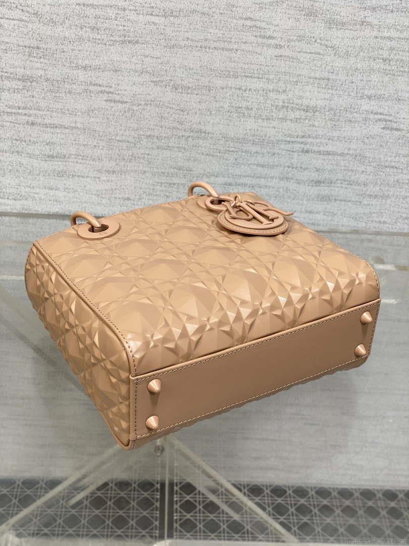 Dior M0538 Small Lady Dior Bag Matte Pink Cannage Calfskin with Diamond Motif