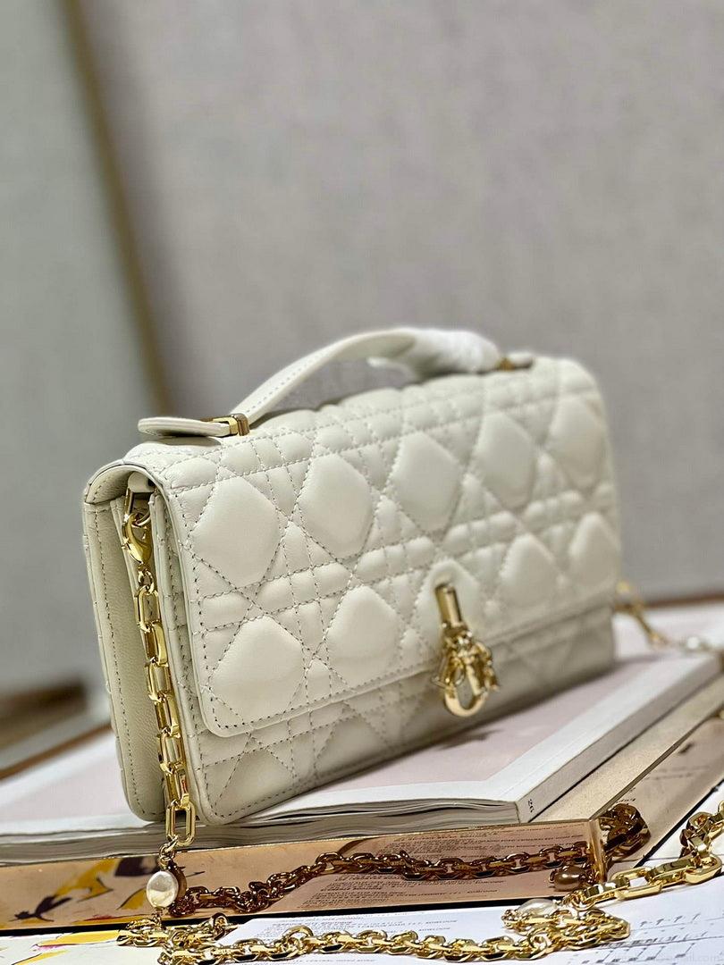 Dior S0980 Mini Miss Dior Bag Latte Cannage Lambskin White