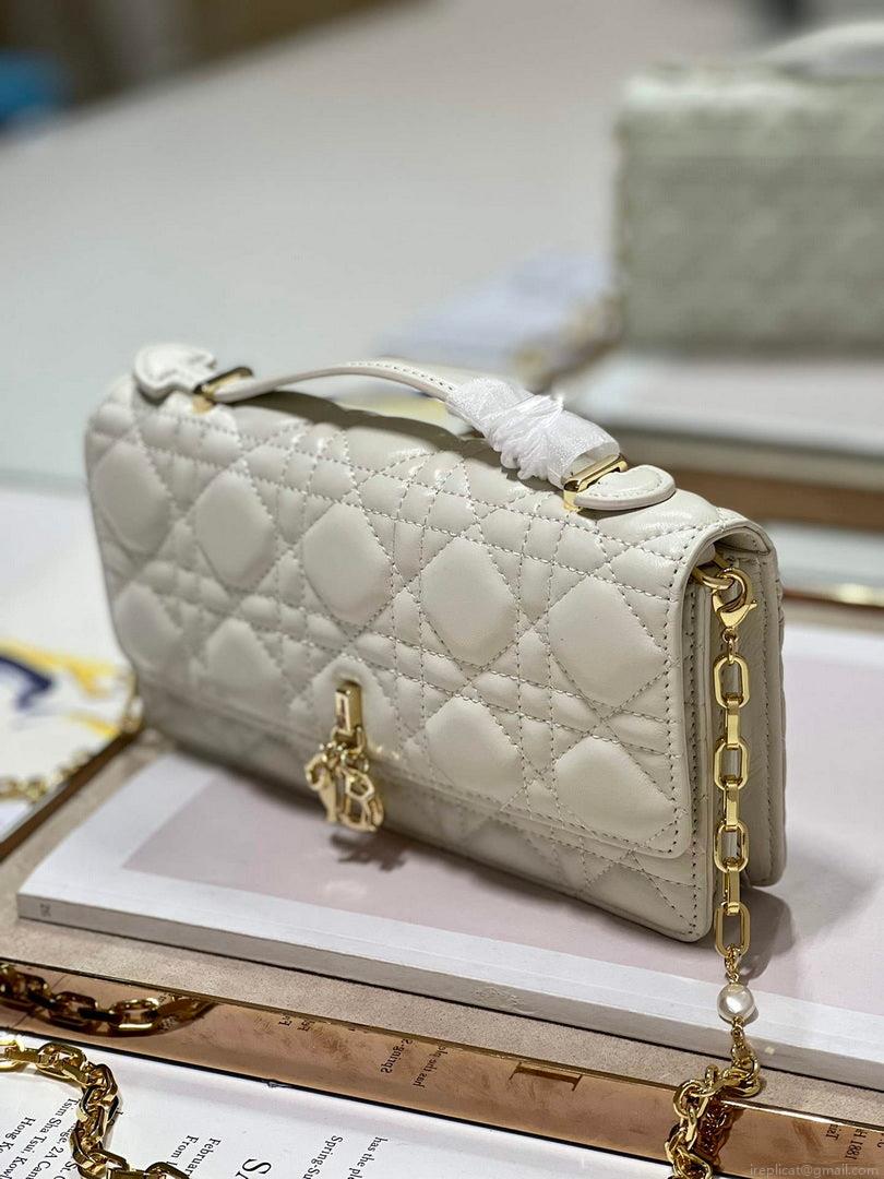 Dior S0980 Mini Miss Dior Bag Latte Cannage Lambskin White