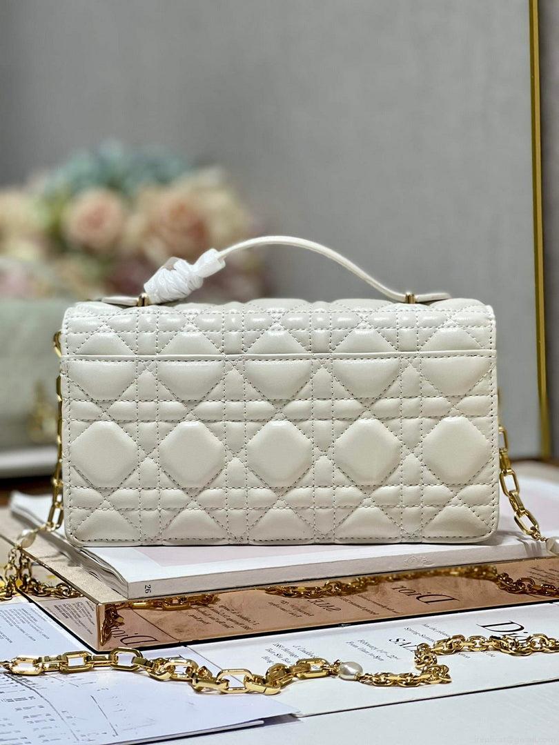 Dior S0980 Mini Miss Dior Bag Latte Cannage Lambskin White