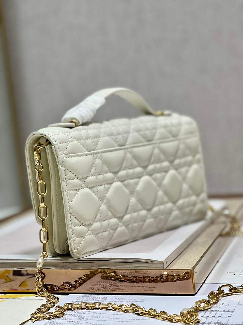 Dior S0980 Mini Miss Dior Bag Latte Cannage Lambskin White