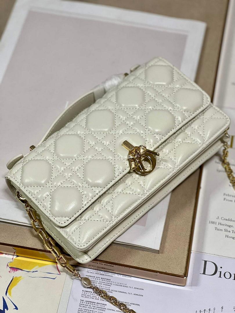 Dior S0980 Mini Miss Dior Bag Latte Cannage Lambskin White