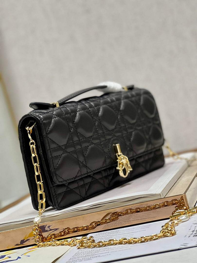 Dior S0980 Mini Miss Dior Bag Latte Cannage Lambskin Black