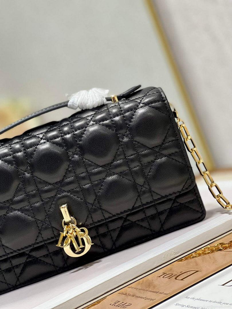 Dior S0980 Mini Miss Dior Bag Latte Cannage Lambskin Black