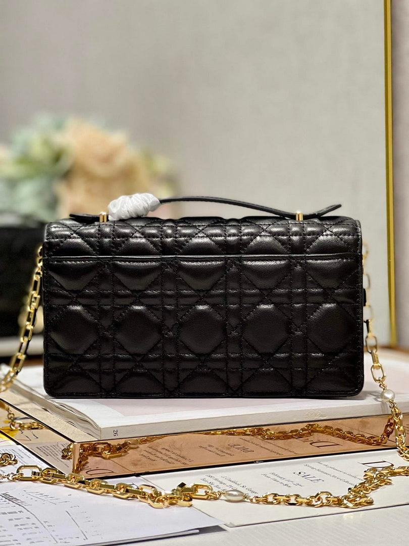Dior S0980 Mini Miss Dior Bag Latte Cannage Lambskin Black