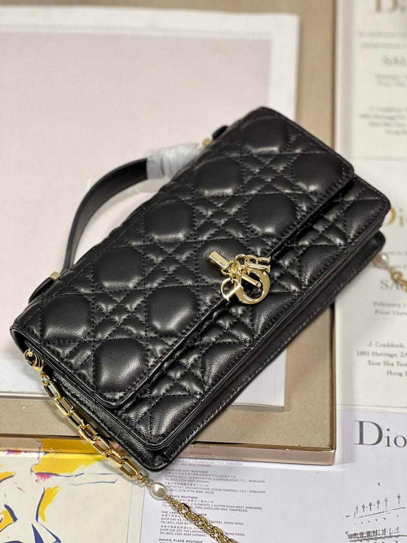 Dior S0980 Mini Miss Dior Bag Latte Cannage Lambskin Black