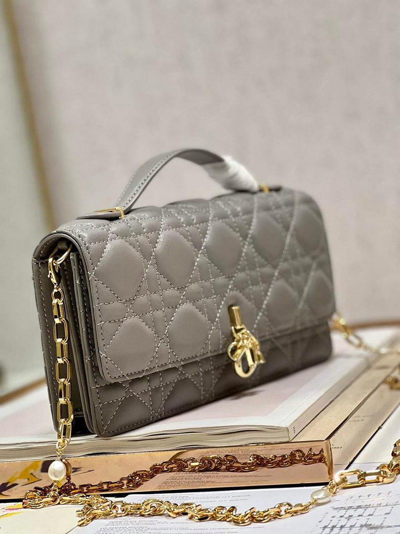 Dior S0980 Mini Miss Dior Bag Latte Cannage Lambskin Dark gray