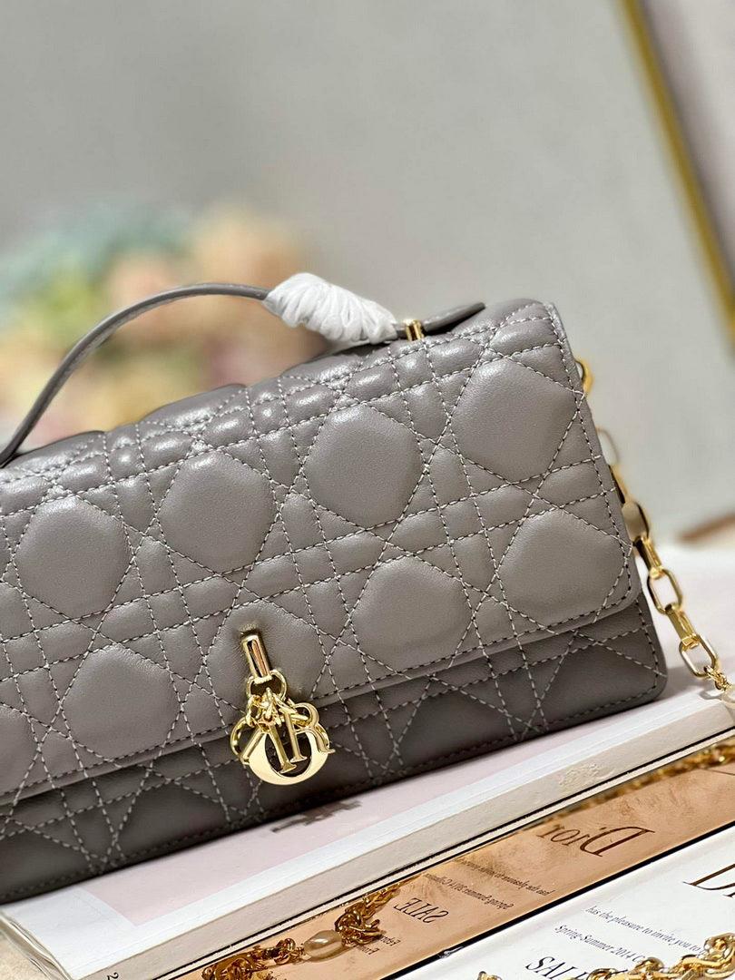 Dior S0980 Mini Miss Dior Bag Latte Cannage Lambskin Dark gray