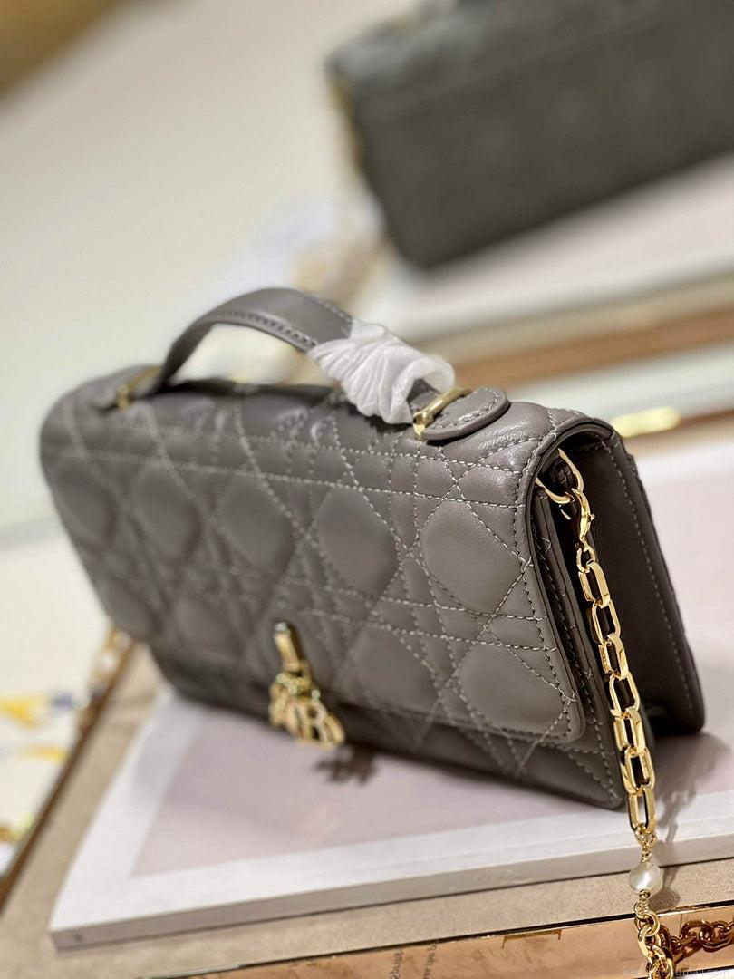 Dior S0980 Mini Miss Dior Bag Latte Cannage Lambskin Dark gray