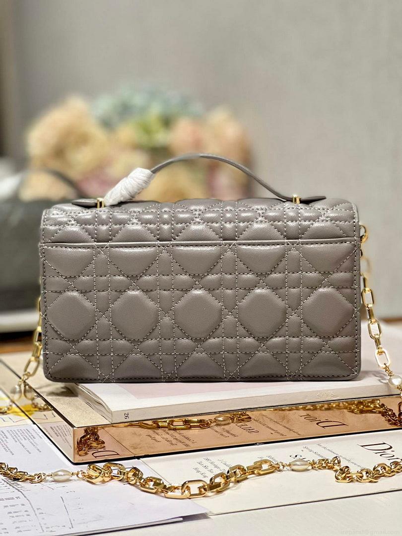 Dior S0980 Mini Miss Dior Bag Latte Cannage Lambskin Dark gray