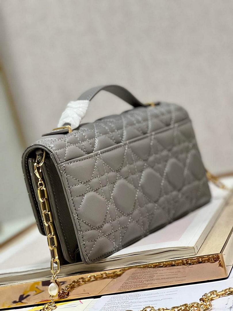 Dior S0980 Mini Miss Dior Bag Latte Cannage Lambskin Dark gray