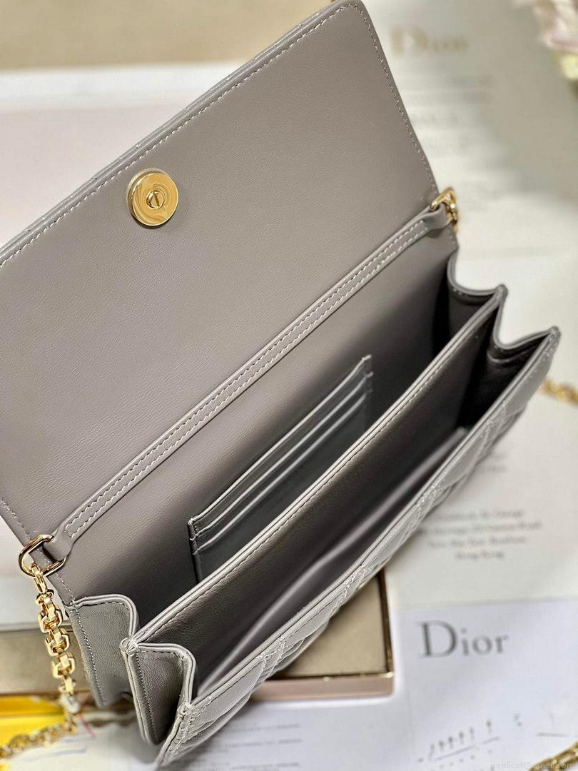 Dior S0980 Mini Miss Dior Bag Latte Cannage Lambskin Dark gray