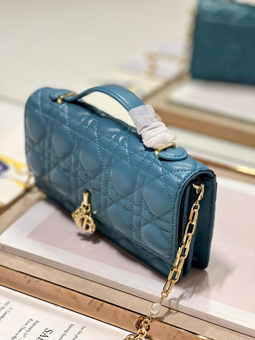 Dior S0980 Mini Miss Dior Bag Latte Cannage Lambskin Blue