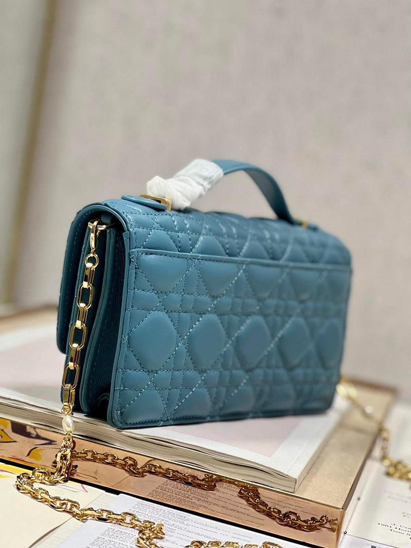 Dior S0980 Mini Miss Dior Bag Latte Cannage Lambskin Blue