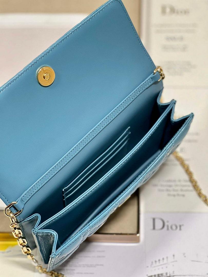 Dior S0980 Mini Miss Dior Bag Latte Cannage Lambskin Blue