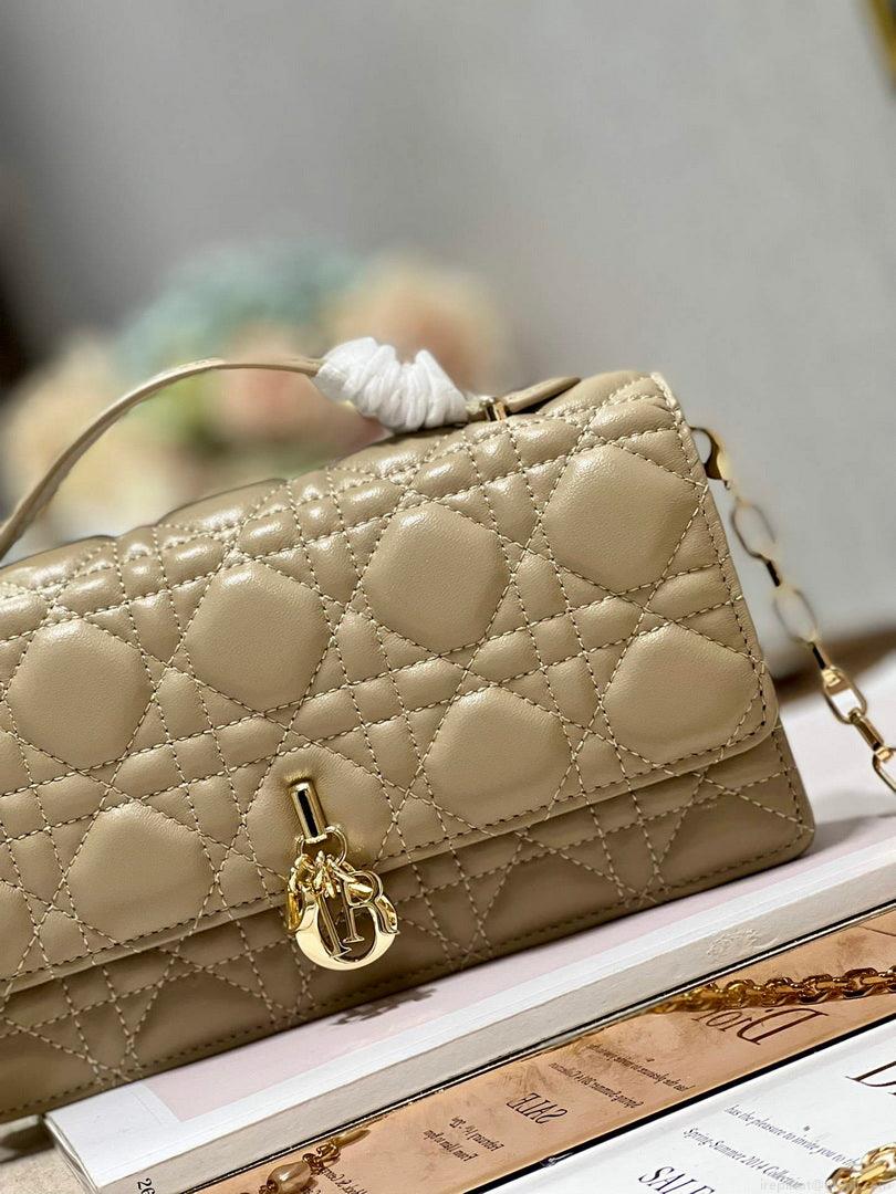Dior S0980 Mini Miss Dior Bag Latte Cannage Lambskin Apricot
