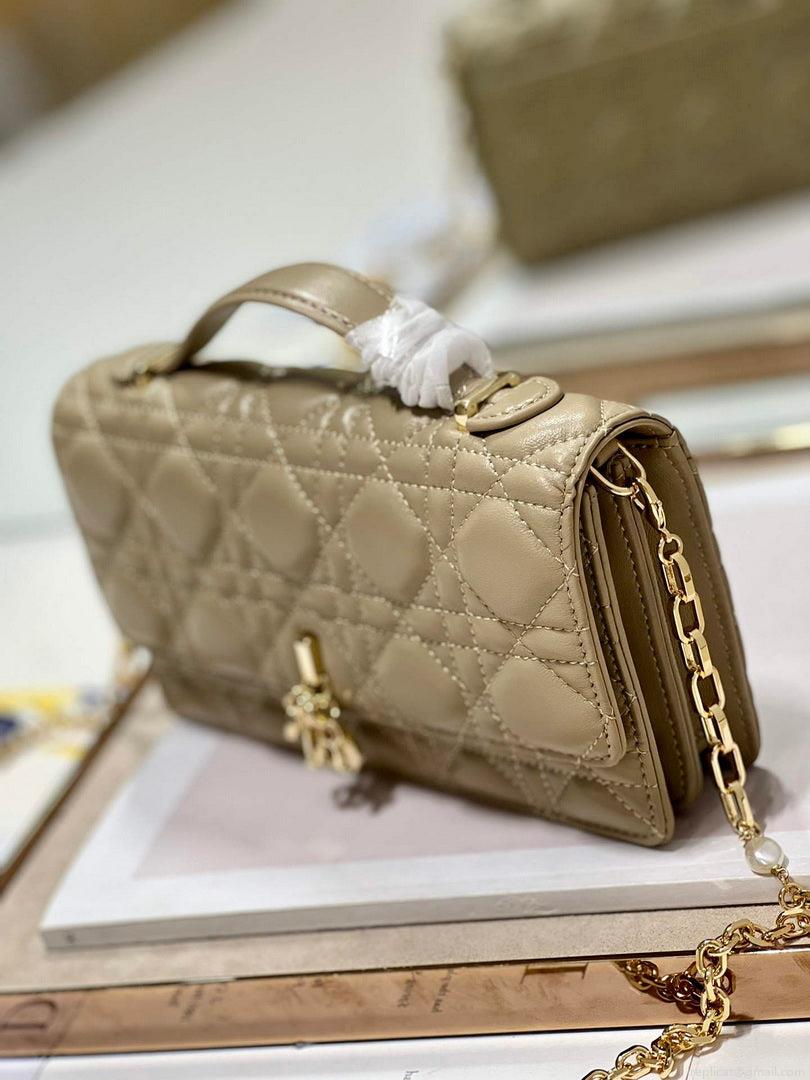 Dior S0980 Mini Miss Dior Bag Latte Cannage Lambskin Apricot