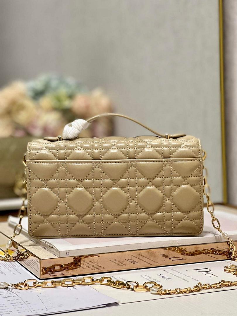 Dior S0980 Mini Miss Dior Bag Latte Cannage Lambskin Apricot